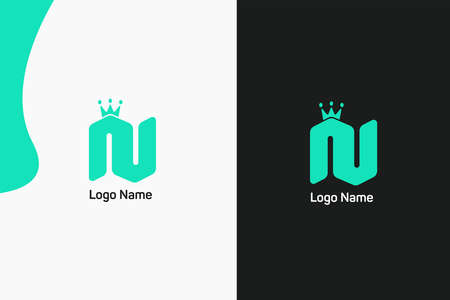 Modern N letter Crown location style logo design and vector illustrationのイラスト素材