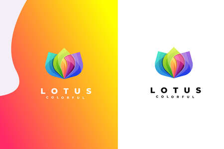 Modern Abstract Colorful Lotus Flower Creative logo design and vector illustrationのイラスト素材