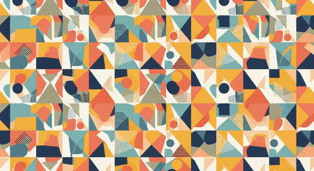 Seamless pattern of geometric shapes in retro style. Vector illustration.の素材