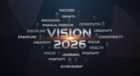 Vision 2015 in 3D with a lot of different business related wordsの素材