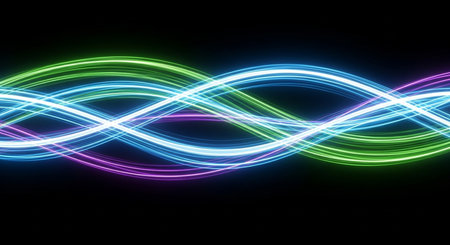 abstract  multicolor   background with motion wave lineの素材