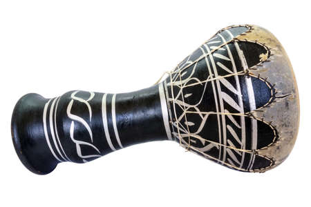 Traditional musical instument Djembe drum isolated on white backgroundの写真素材