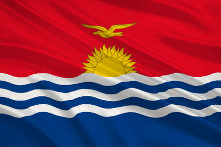 Flag of Republic of Kiribati, Micronesia. 3d illustrationの写真素材