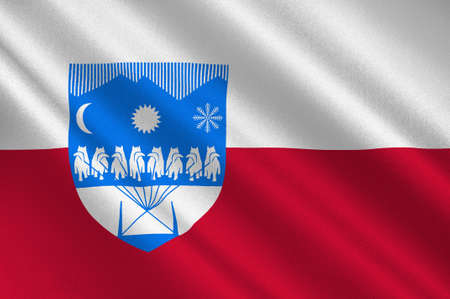 Flag of Qaasuitsup municipality in Greenland. 3d illustrationの写真素材