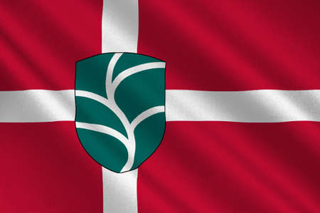 Flag of Favrskov in Central Jutland Region in Denmark. 3d illustrationの写真素材