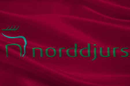 Flag of Norddjurs in Central Jutland Region in Denmark. 3d illustrationの写真素材