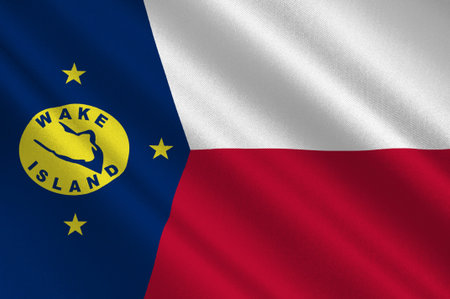 Flag of Wake Island (USA) in the western Pacific Ocean in the northeastern area of the Micronesia. 3d illustrationの写真素材