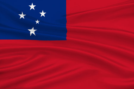 Flag of Samoa, Apia - Polynesia. 3d illustrationの写真素材