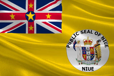 Flag of Niue (New Zealand), Alofi - Polynesia. 3d illustrationの写真素材
