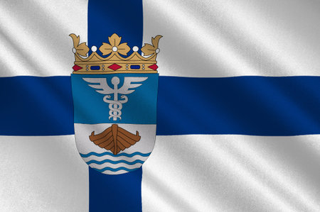 Flag Of Jyvaskyla is a city and municipality in Central Finland region in Finland. 3d illustrationの写真素材