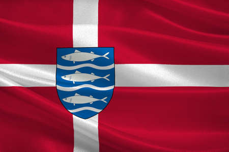 Flag of Aabenraa in Southern Denmark Region. 3d illustrationの写真素材