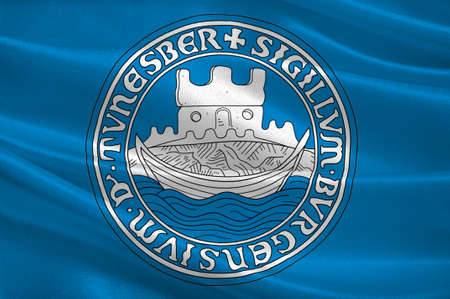 Flag of Tonsberg is a municipality in Vestfold county, southern Norway. 3d illustrationの写真素材