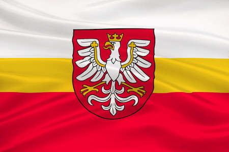 Flag of Lesser Poland Voivodeship or Malopolska Province in southern Poland. 3d illustrationの写真素材