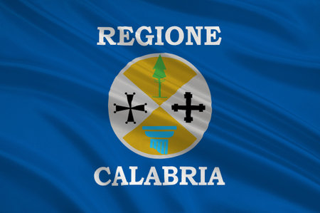 Flag of Calabria is a region in Southern Italy. 3d illustrationの写真素材
