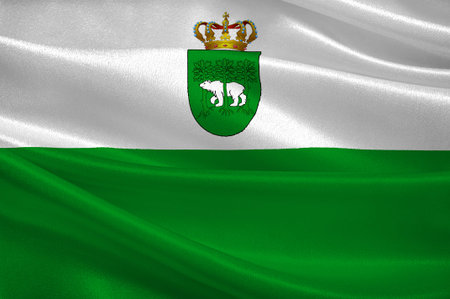 Flag of Chelm city in Lublin Voivodeship in southeastern Poland. 3d illustrationの写真素材