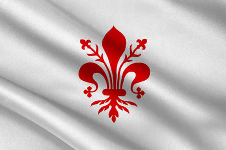 Flag of Florence is the capital city of the Italian region of Tuscany and of the Metropolitan City of Florence in central Italy. 3d illustrationの写真素材