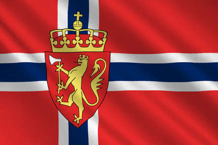 Flag of Kingdom of Norway, is a sovereign and unitary monarchy of the Scandinavian Peninsula. 3d illustrationの写真素材