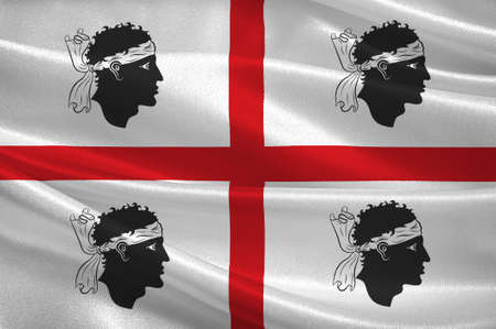Flag of Sardinia is the second-largest island in the Mediterranean Sea and an autonomous region of Italy. 3d illustrationの写真素材