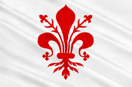 Flag of Florence is the capital city of the Italian region of Tuscany and of the Metropolitan City of Florence in central Italy. 3d illustrationの写真素材