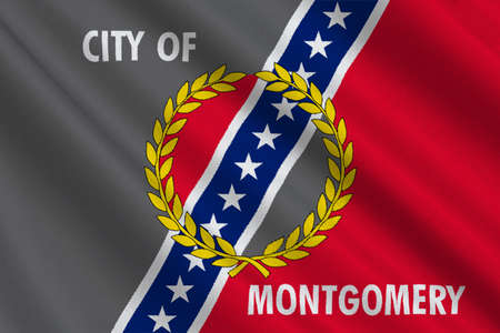 Flag of Montgomery is the capital city of Alabama, United States. 3D illustrationの写真素材