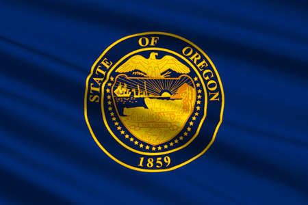 Flag of Oregon is a state of United States. 3D illustrationの写真素材