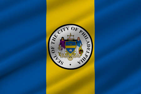 Flag of Philadelphia is the largest city in the Commonwealth of Pennsylvania, United States. 3D illustrationの写真素材