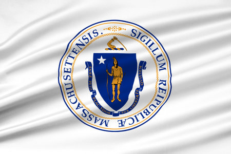 Flag of Massachusetts state in United States. 3D illustrationの写真素材