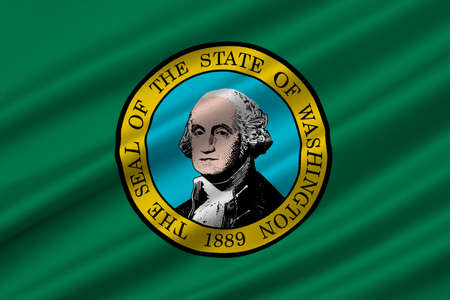 Flag of Washington is a state of United States. 3D illustrationの写真素材