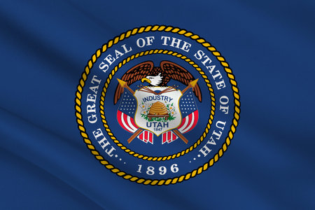 Flag of Utah is a state in the western United States. 3D illustrationの写真素材
