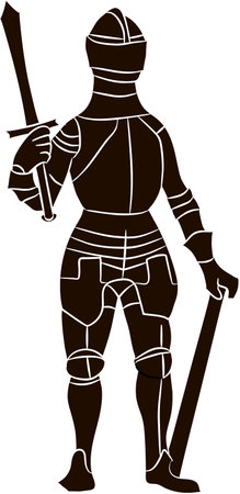 Medieval knight in iron armor. Vector imageのイラスト素材