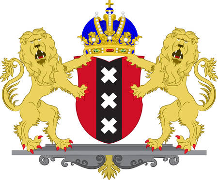 Coat of arms of Amsterdam is the capital and most populous city of the Kingdom of the Netherlands. Vector illustrationのイラスト素材