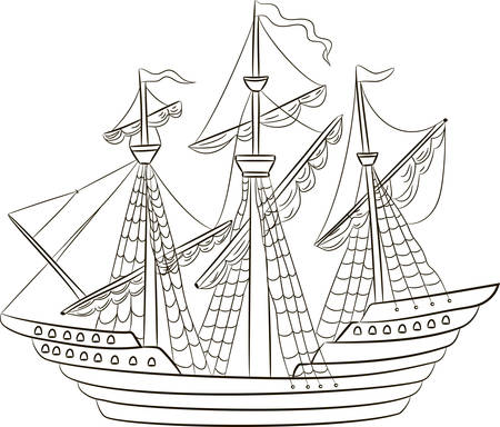 Vector Illustration of a sailing ship isolated on whiteのイラスト素材