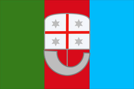 Flag of Liguria is a coastal region of north-western Italy. Vector illustrationのイラスト素材