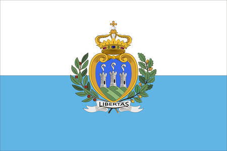 Flag of Republic San Marino also known as the Most Serene Republic of San Marino. Vector illustrationのイラスト素材