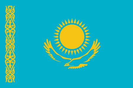 Flag of Republic of Kazakhstan is a transcontinental country in northern Central Asia and Eastern Europe. Vector illustrationのイラスト素材