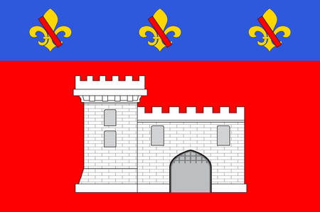 Flag of Villefranche-sur-Saone is a commune in the Rhone department in eastern France. Vector illustrationのイラスト素材