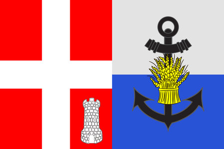 Flag of Albertville is a commune in the Savoie department in the Auvergne-Rhone-Alpes region in south-eastern France. Vector illustrationのイラスト素材