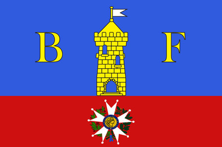 Flag of Belfort is a city in northeastern France in the Bourgogne-Franche-Comte region. Vector illustrationのイラスト素材