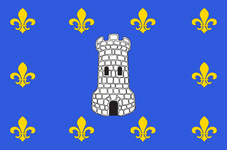 Flag of Sens is a commune in the Yonne department in Bourgogne-Franche-Comte in north-central France. Vector illustrationのイラスト素材