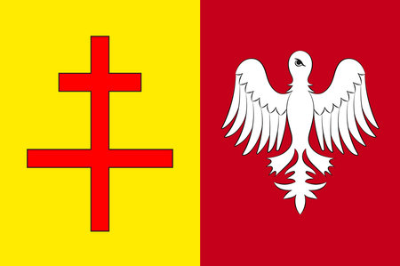 Flag of Sarreguemines is a commune in the Moselle department of the Grand Est administrative region in north-eastern France Vector illustrationのイラスト素材