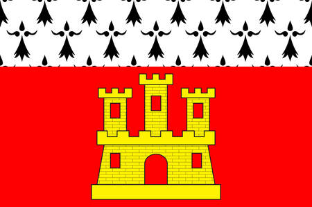 Flag of Dinan is a walled Breton town and a commune in the Cotes-d'Armor department in northwestern France Vector illustrationのイラスト素材