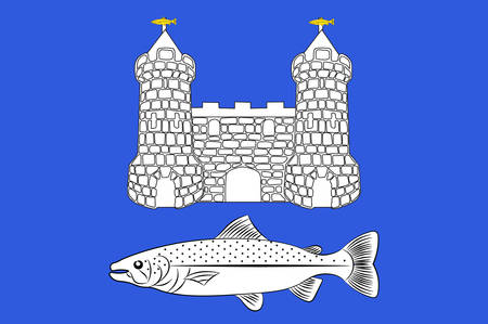 Flag of Chateaulin is a commune in the Finistere department in the region of Brittany in north-western France. Vector illustrationのイラスト素材