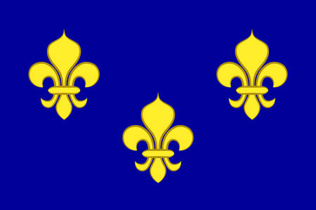 Flag of Ile-de-France also known as the region parisienne is one of the 18 regions of France, and includes the city of Paris. Vector illustrationのイラスト素材