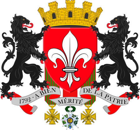Coat of arms of Lille it is the capital of the Hauts-de-France region and the prefecture of the Nord department, in French Flanders. Vector illustrationのイラスト素材