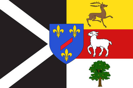 Flag of Rambouillet is a commune in the Yvelines department in the Ile-de-France in north-central France. Vector illustrationのイラスト素材