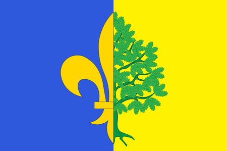 Flag of Mantes-la-Jolie is a commune based in the Yvelines department in the Ile-de-France region in north-central France. Vector illustrationのイラスト素材