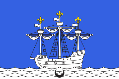 Flag of Libourne is a commune in the Gironde department in Nouvelle-Aquitaine in southwestern France. Vector illustrationのイラスト素材