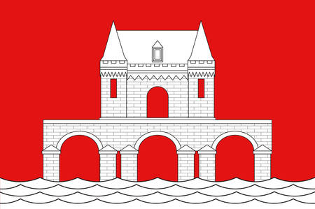 Flag of Jonzac is a commune of the Charente-Maritime department in southwestern France. Vector illustrationのイラスト素材