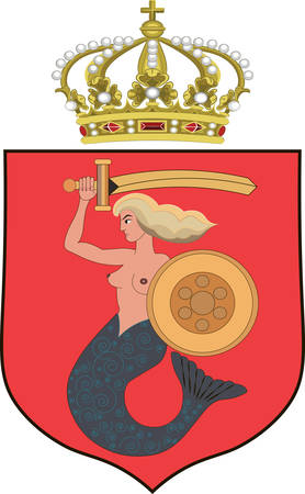 Coat of arms of Warsaw is the capital and largest city of Poland. Vector illustration from Giovanni Santi-Mazzini Heraldic 2003のイラスト素材