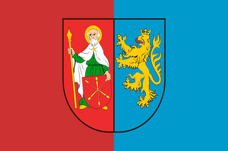 Flag of Zamosc County is a unit of territorial administration and local government in Lublin Voivodeship, eastern Poland. Vector illustrationのイラスト素材